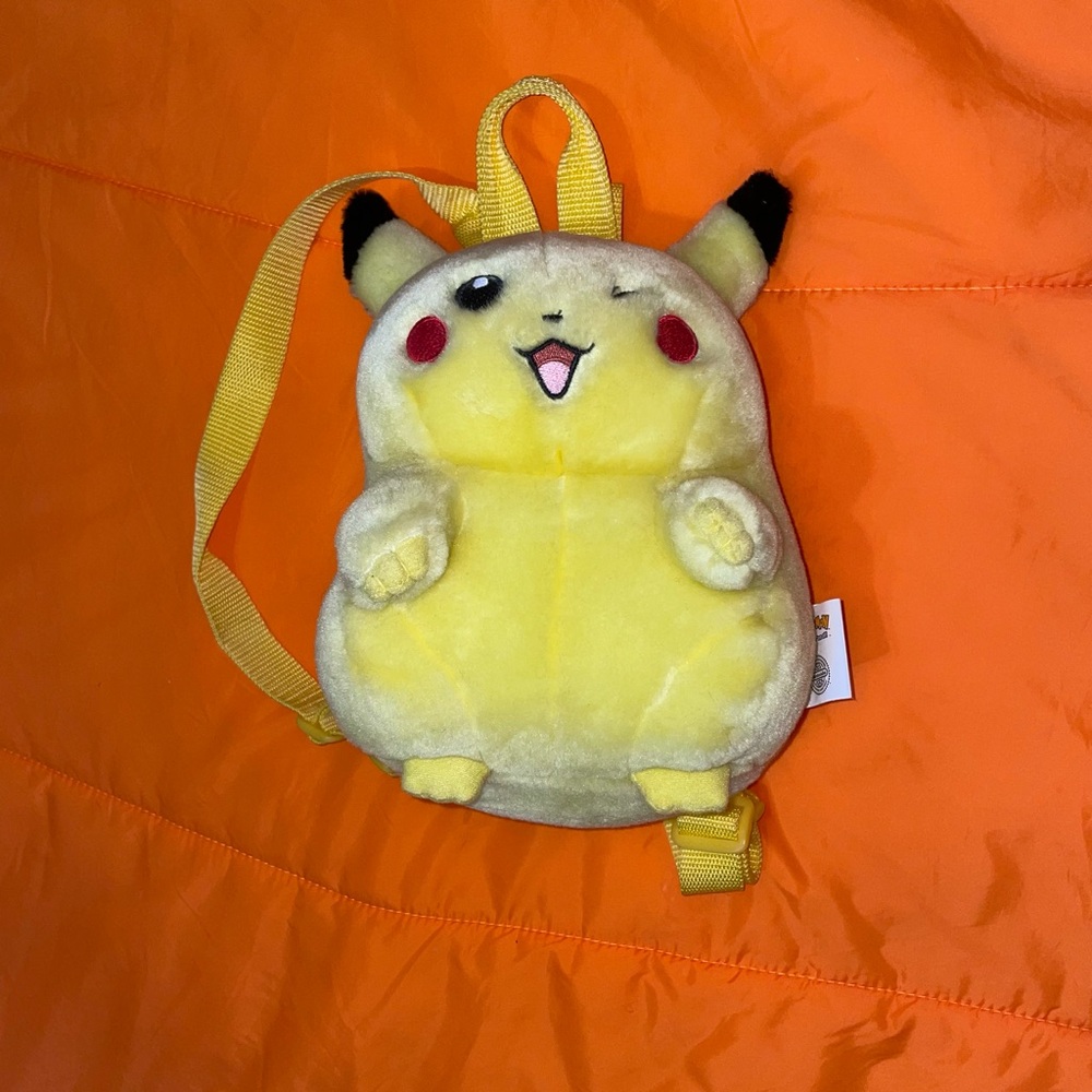 Vintage Yellow Pikachu Plush Backpack